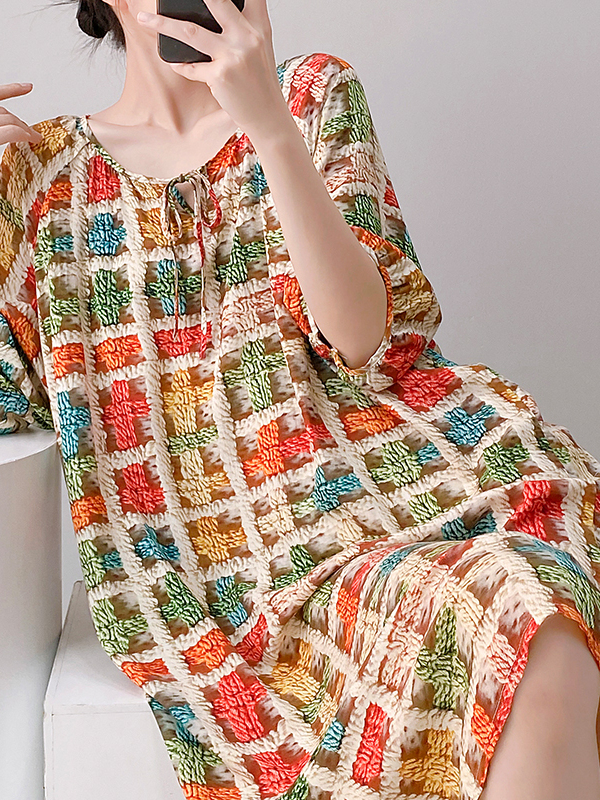 短袖睡裙女夏棉绸连衣裙宽松大码可外穿家居服森系高级感少女裙子