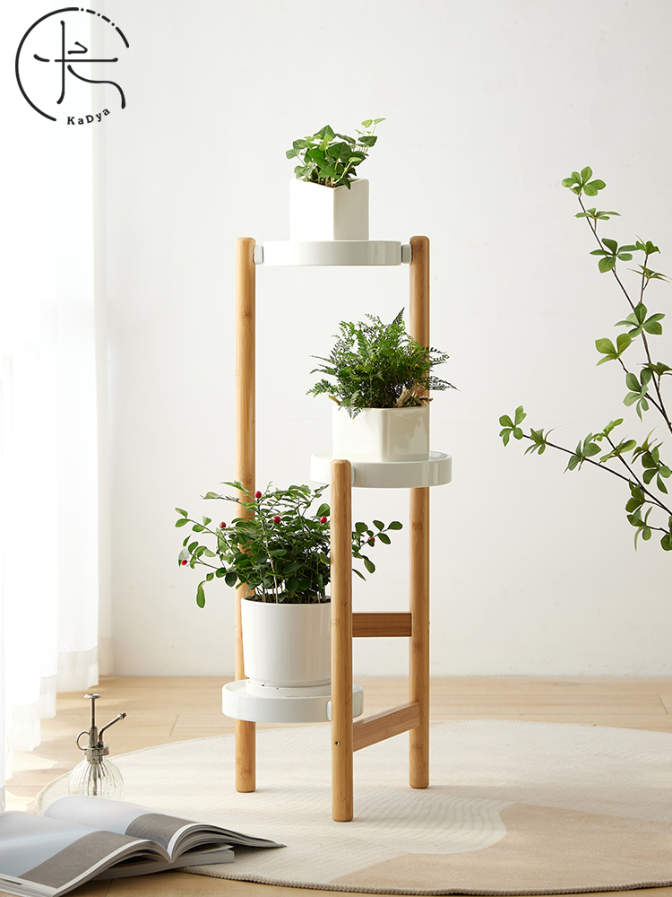 花架置物架子阳台客厅楠竹植物架室内多肉北欧家用创意花盆架子