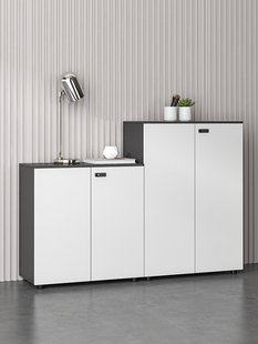 捷奥W8办公室文件柜收纳矮柜储物资料柜档案柜木质带锁办公小柜子