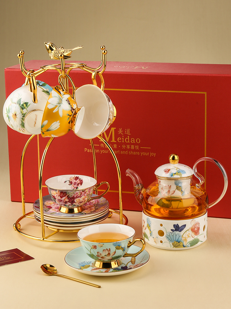 美道「繁花朵朵」英式下午茶茶具花茶壶套装乔迁新居送闺蜜礼物