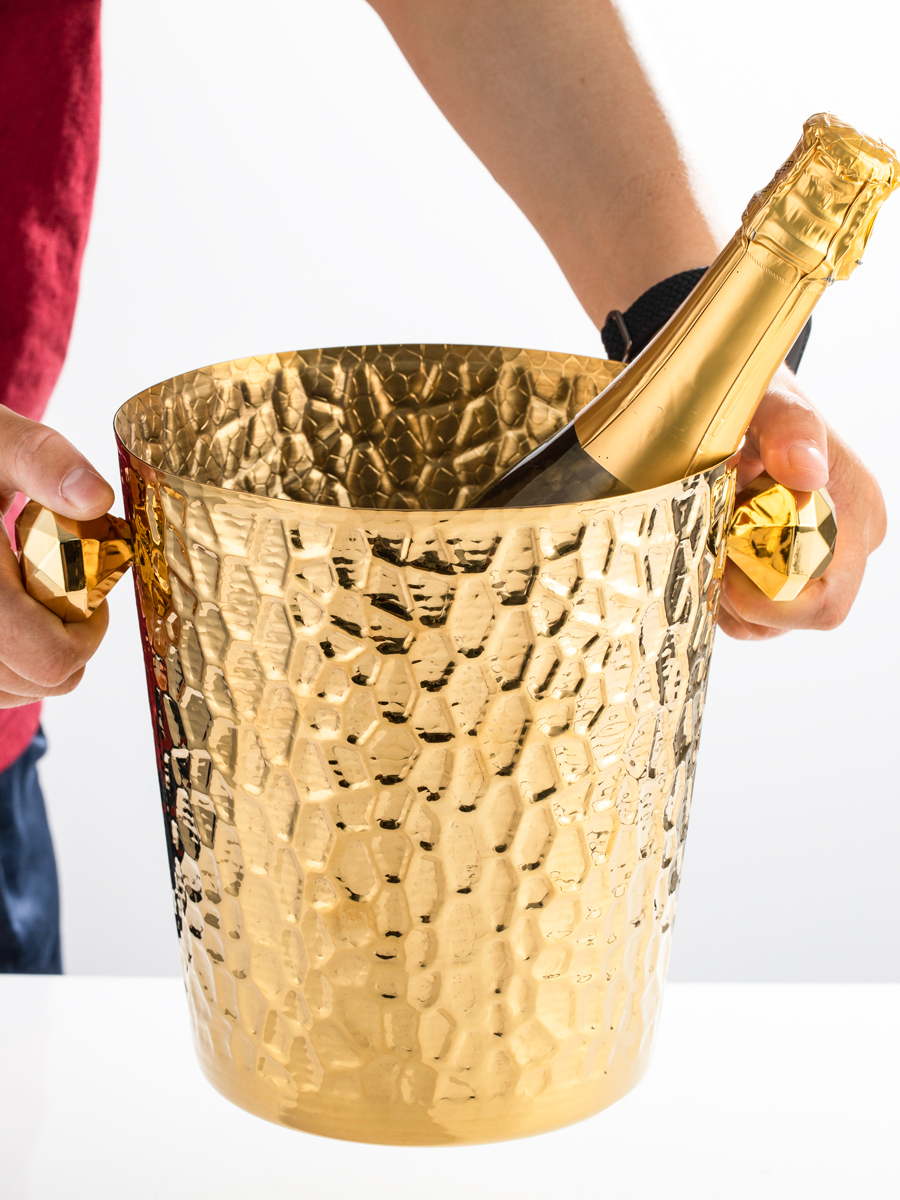 手工锤纹金色不锈钢冰桶家用聚会冰酒桶香槟桶大小号冰块桶装饰桶