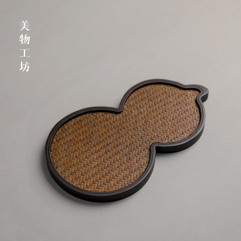 竹制葫芦干泡壶承茶盘竹编中式禅意紫砂壶垫防水复古茶具零配茶台