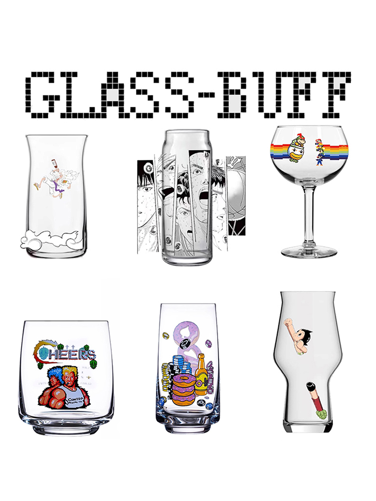 GLASS-BUFF卡通图案啤酒杯印花小容量酒杯精酿啤酒杯马里奥酒花杯