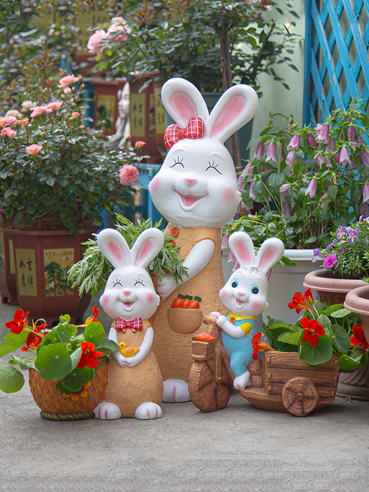 户外庭院花园兔子花盆装饰创意阳台布置幼儿园绿植盆栽卡通摆件