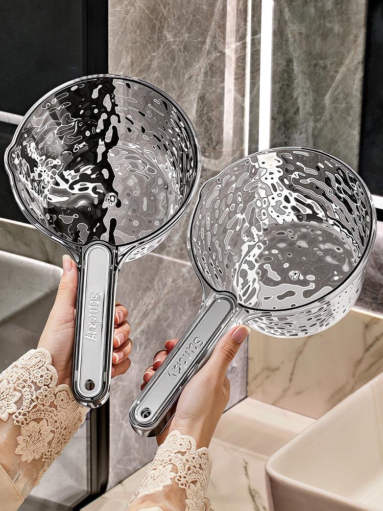 水勺瓢家用厨房塑料加厚舀水瓢水浇花长把冲厕所加深透明长柄舀子