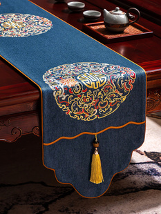 新中式防水桌旗禅意茶桌垫布餐桌布中式茶几茶旗桌布茶台布艺长条