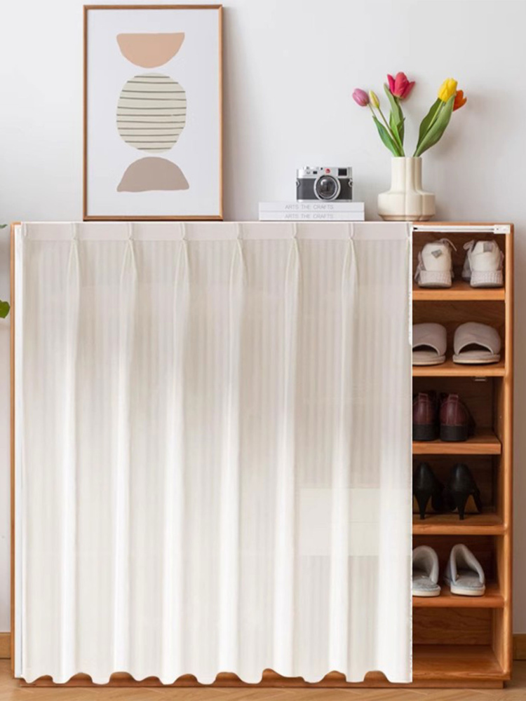 大衣柜挡隐私免打孔纱帘橱柜书柜衣帽间杂物防尘拉帘梦幻遮挡帘