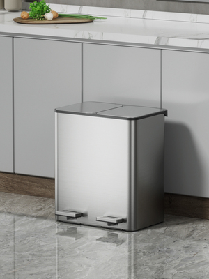 厨房专用干湿分离分类垃圾桶家用大容量双桶不锈钢2025新款卫生桶