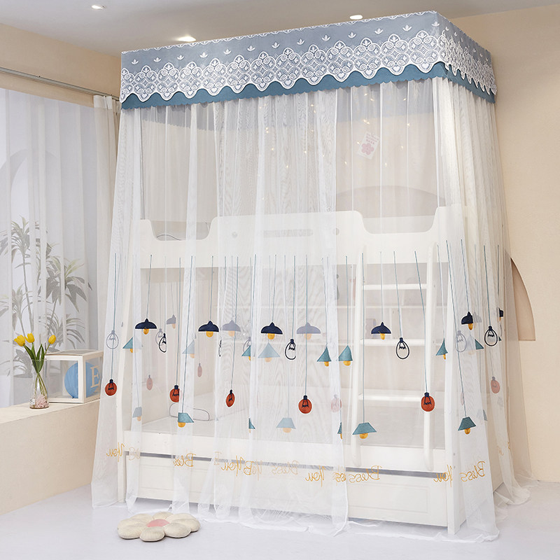 蚊帐家用2025新款绣花子母床上下铺梯形一体式家用儿童上下双层床,床上用品,蚊帐,淘宝优惠券,粉丝福利购,淘宝优惠卷