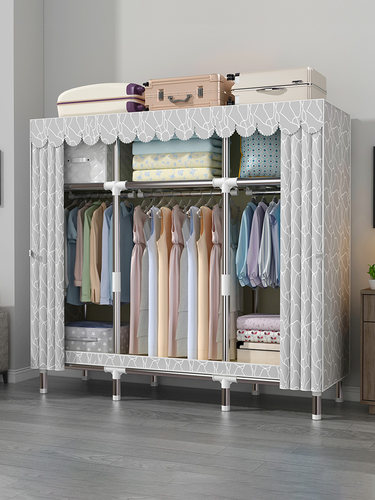 26mm钢管布衣柜家用卧室出租房用简易组装结实耐用加厚加粗经济型