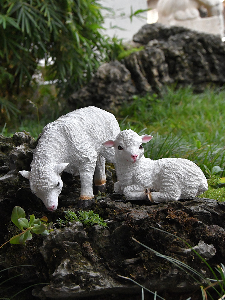 户外花园装饰仿真羊摆件树脂动物庭院阳台小院子创意造景景观布置