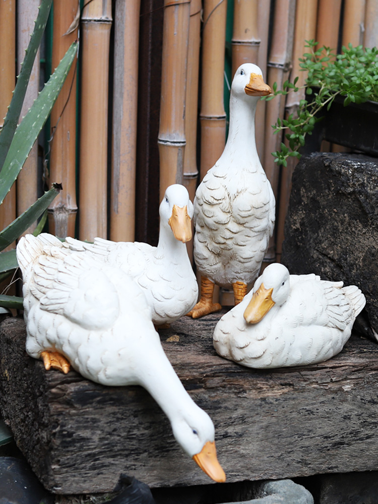 花园装饰摆件庭院布置造景仿真鸭子天鹅室外水池鱼缸池塘草坪景观