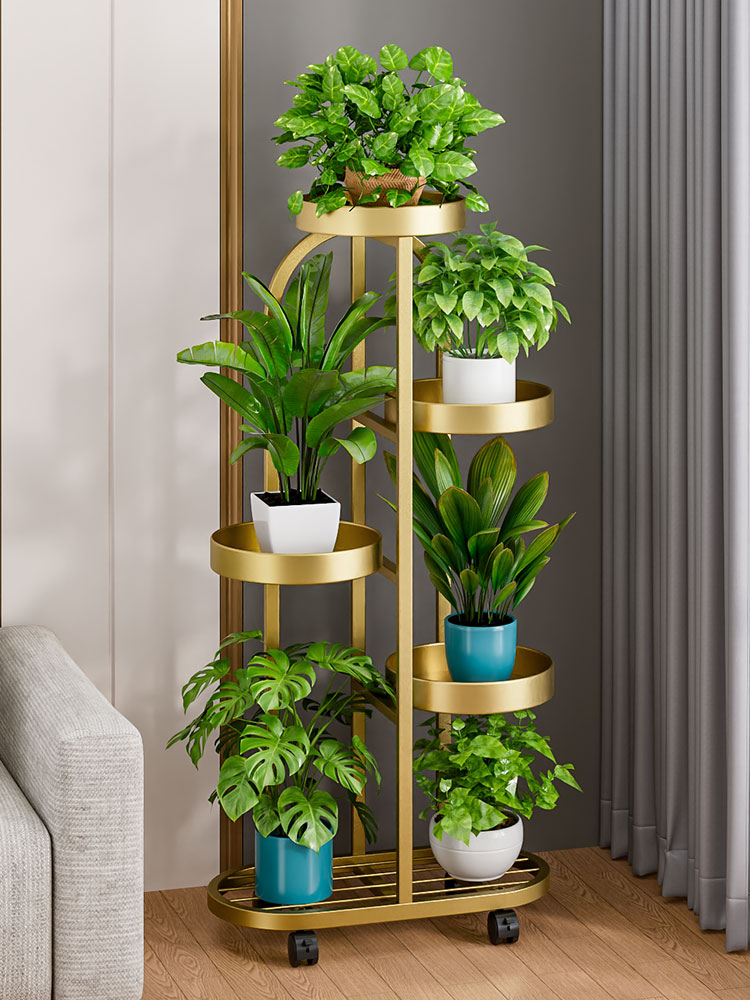 花架子客厅落地式可移动花架带轮铁艺花盆阳台置物架轻奢新款2025