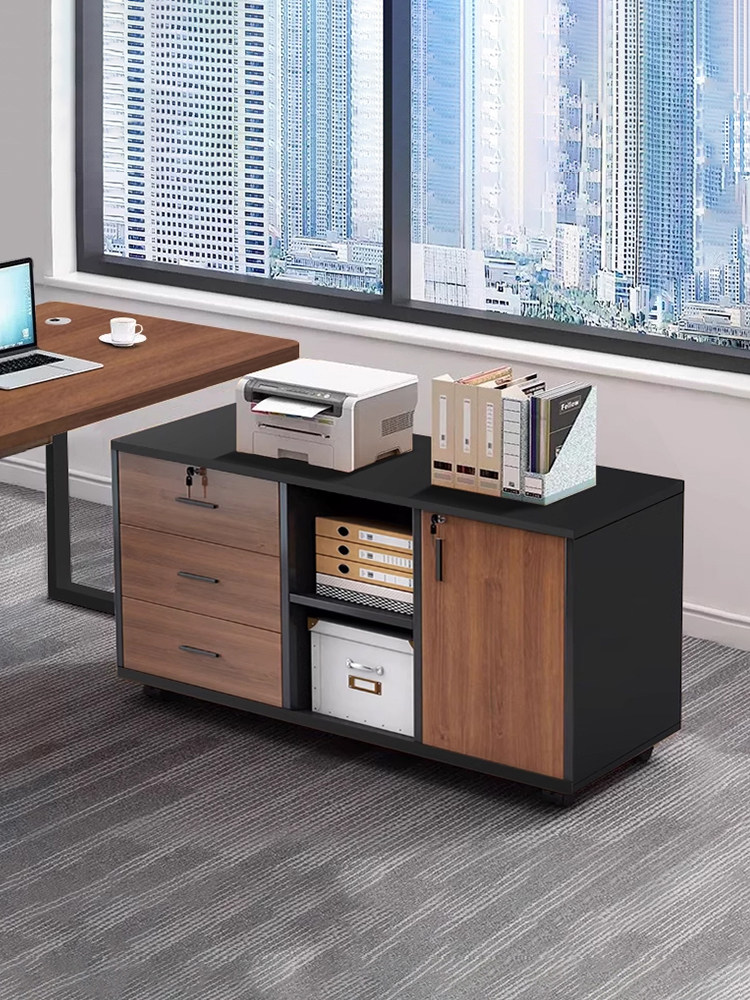 办公桌下收纳柜文件柜矮柜打印机放置柜带锁抽屉柜办公室边柜侧柜