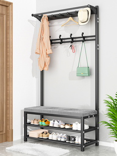 家用入户门换鞋凳挂衣架一体多功能落地门厅衣帽架玄关置物架鞋架