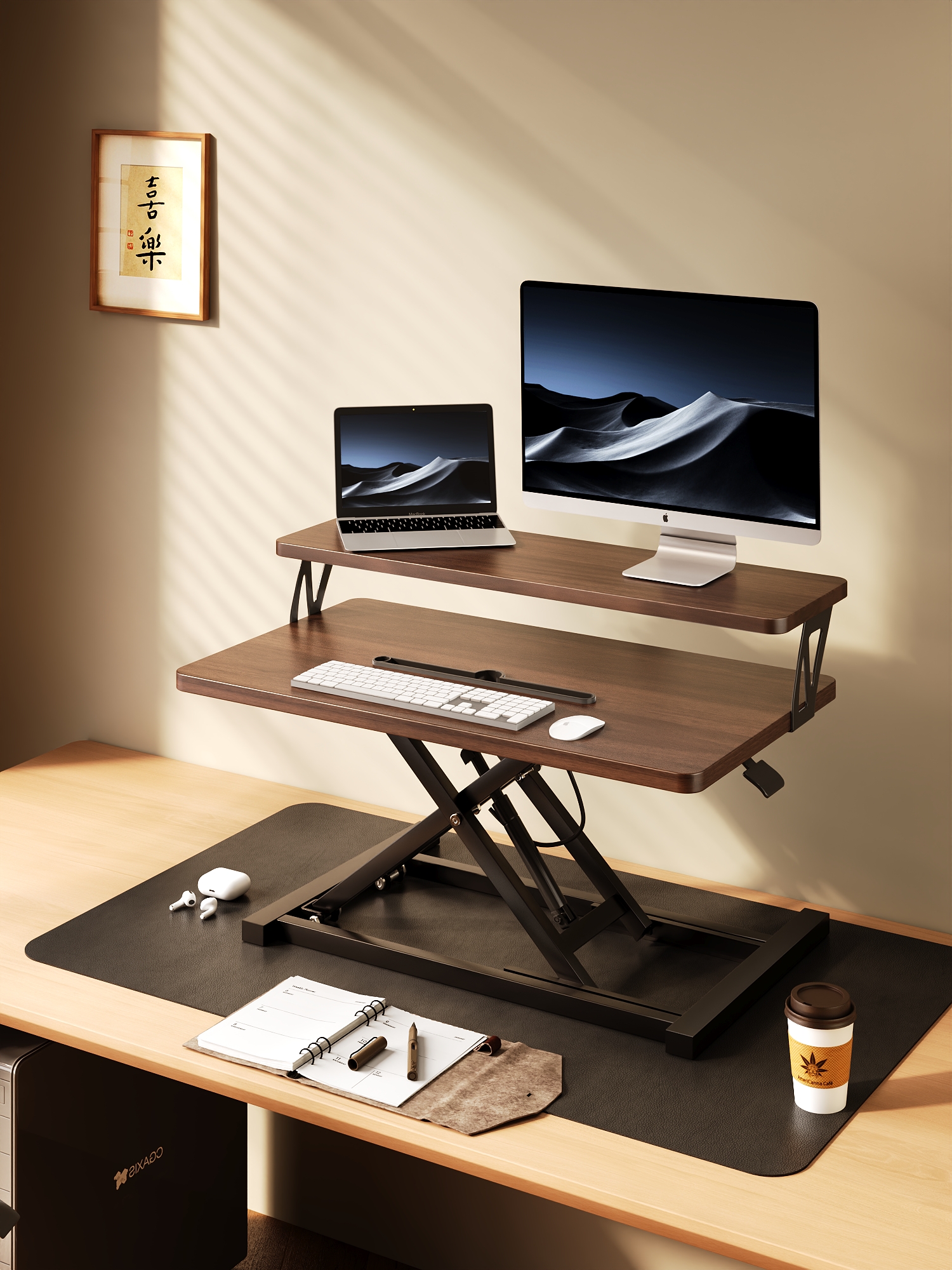 站立式工作台办公电脑升降桌显示器增高架台式电脑增高架站立支架
