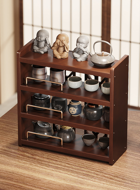桌面小型博古架简易新中式多层杯架茶杯收纳加厚楠竹2025新款置物