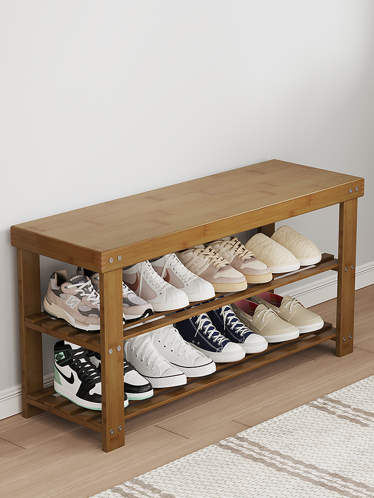 入户可坐换鞋凳长条凳家用门口简易鞋柜多层室外楼道鞋架宿舍楠竹