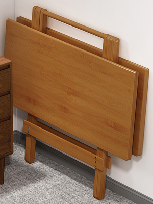 可折叠桌子四方餐桌小户型吃饭桌正方形麻将家用便携户外竹木收纳