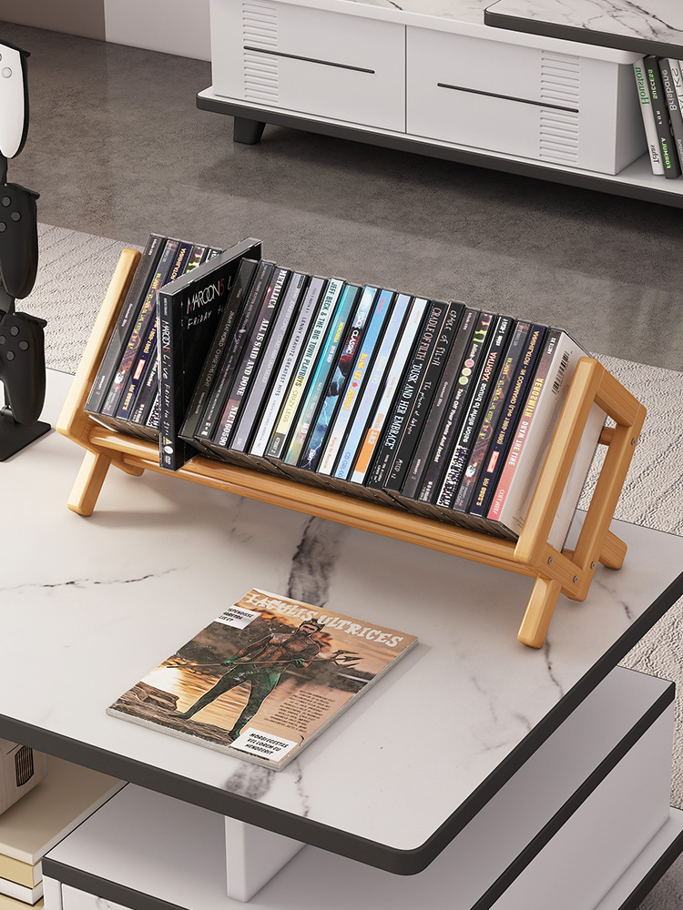 CD碟片收纳架家用桌面书架置物架立式楠竹儿童绘本架文件整理书柜