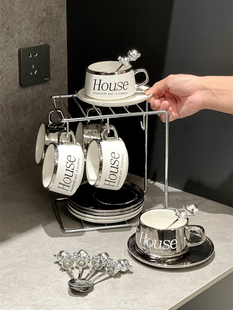 轻奢咖啡杯子高档精致女士家用高端欧式陶瓷套装高级感高颜值复古