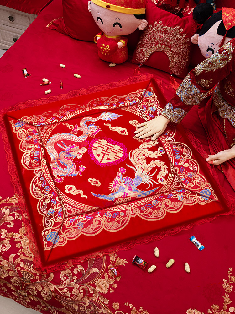 坐福福垫结婚礼喜被子女方陪嫁用品新娘压床喜垫百福坐垫婚房布置
