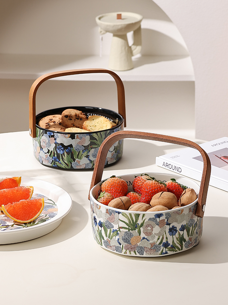 设计师果盘轻奢高档法式水果盘客厅家用茶几陶瓷下午茶点心盘精致