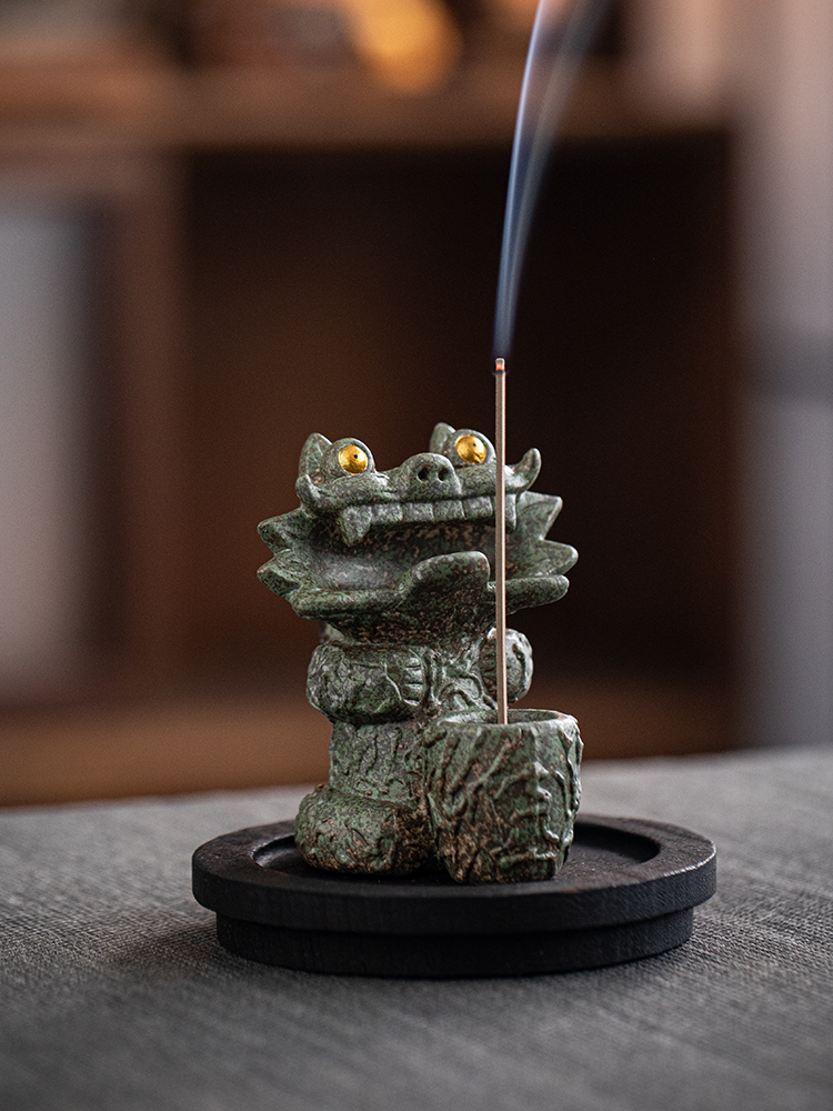 创意陶瓷可爱小瓦猫香插檀香线香家用室内禅意香炉茶室插香香座