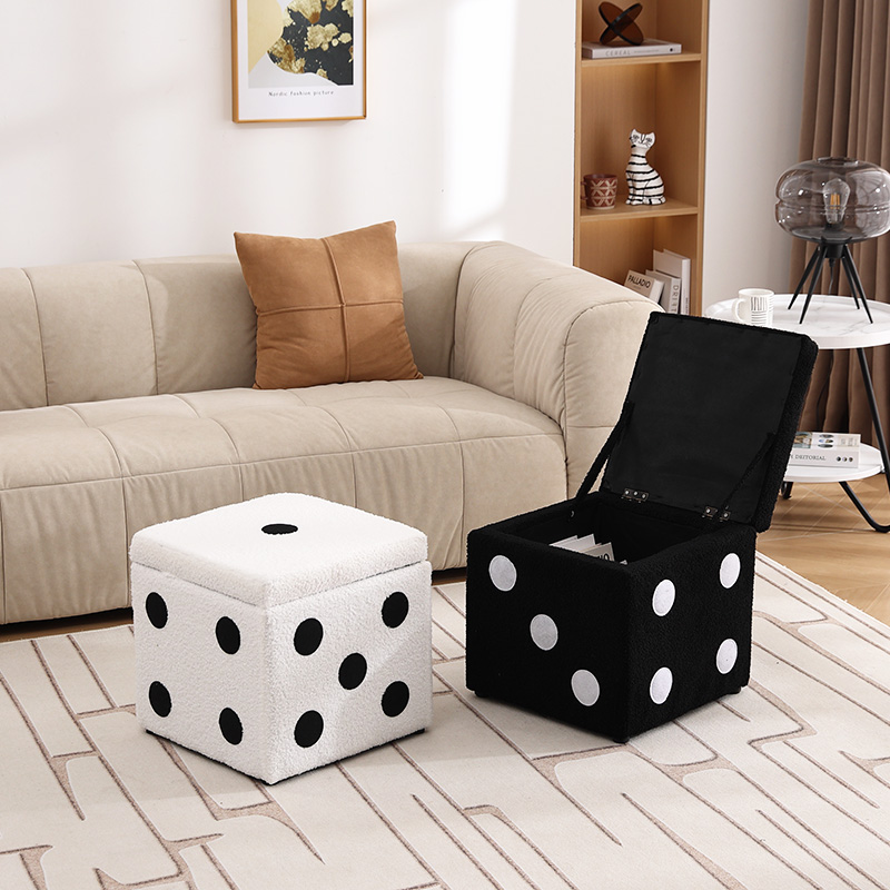 简约现代收纳凳储物凳创意骰子方凳小凳子家用坐墩矮凳门口换鞋凳