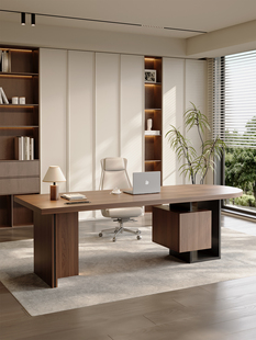 老板桌办公桌椅组合简约现代轻奢高级感总裁桌子办公室实木大班台