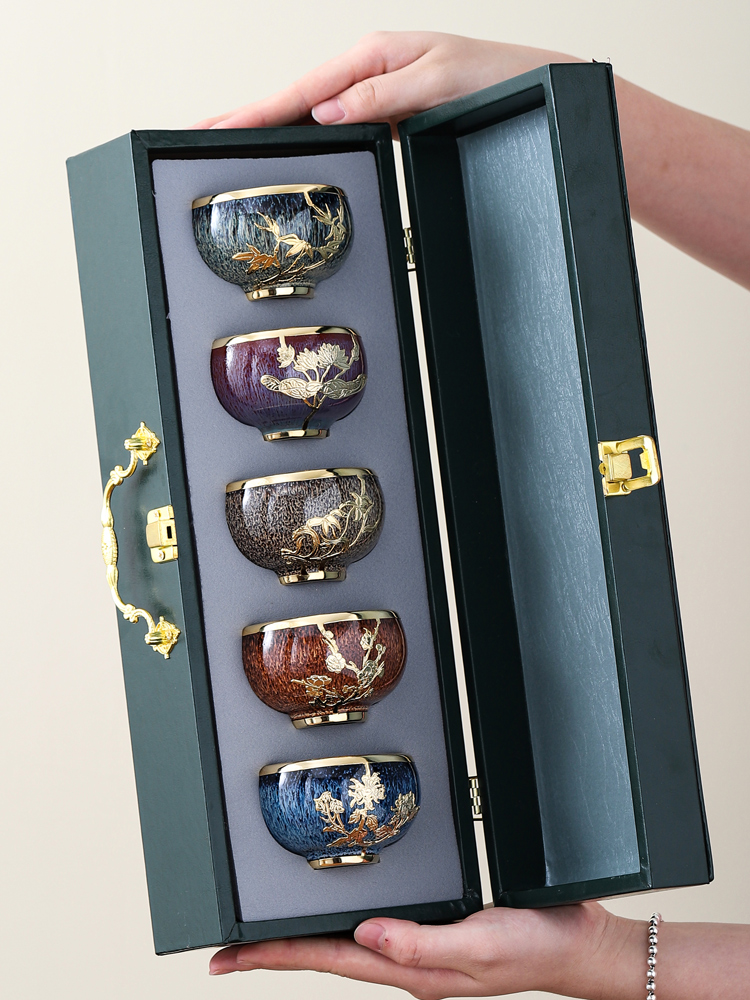 金镶玉钧窑建盏主人杯单杯功夫茶杯套装个人专用喝茶碗茶盏品茗杯