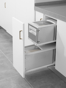 铂洛格嵌入式开门式抽屉式米箱储米桶不锈钢厨房橱柜面粉阻尼双层