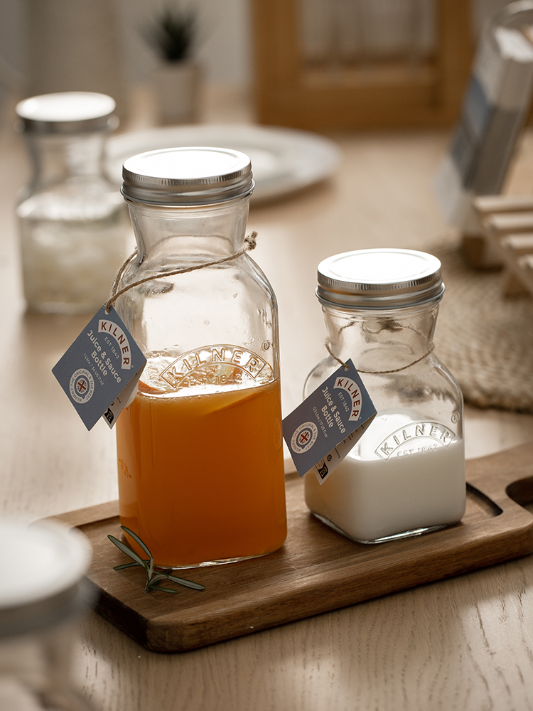 英国kilner玻璃密封罐牛奶果汁空瓶子冷饮料泡菜腌制收纳罐密封瓶