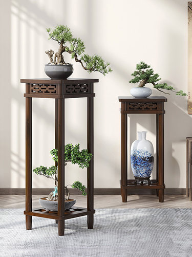 博古架实木新中式客厅仿古花架古董架茶叶茶具摆件展示柜子