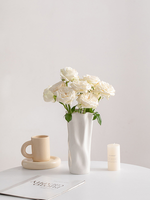 白色欧式陶瓷花瓶摆件客厅插花轻奢高级感鲜花大口径绝美超好看