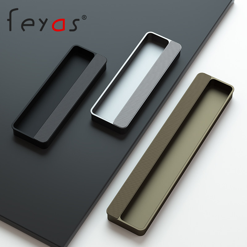 高端定制嵌入式隐形衣柜拉手黑色开槽抽屉拉手推拉移门内嵌暗拉手