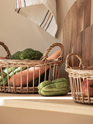 藤编柳编面包篮子馒头筐家用蔬菜筐编织收纳筐鸡蛋篮水果盘小篮子