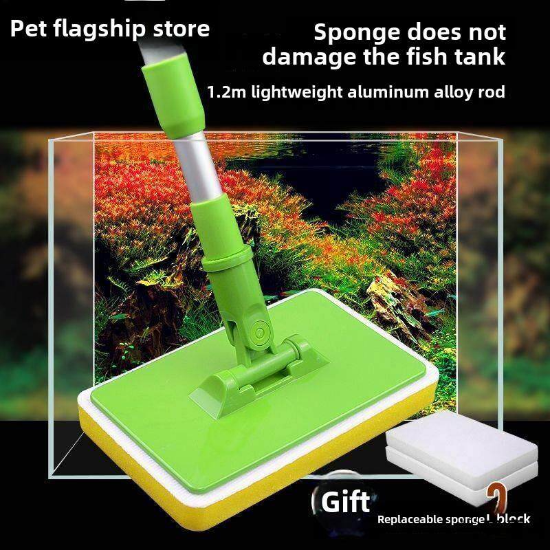 家用大号伸缩长柄海绵鱼缸擦水族箱除藻除苔清洁刷子工具