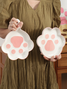 早餐盘盘子家用创意盘子意面盘可爱陶瓷盘小盘子烤盘手柄盘甜品盘