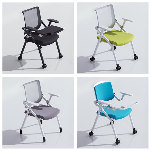 培训椅带桌板会议培训室桌椅一体凳子可折叠椅子办公写字板会议椅