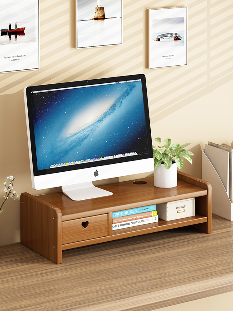 台式电脑增高架显示器护颈底座支架办公室桌面收纳盒收纳置物架子