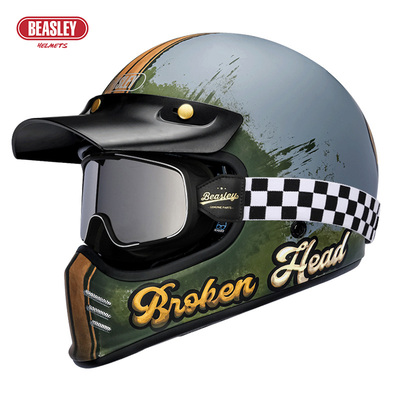 正品BEASLEY比斯力复古头盔摩托车全盔男夏季巡航哈雷机车骑士拉