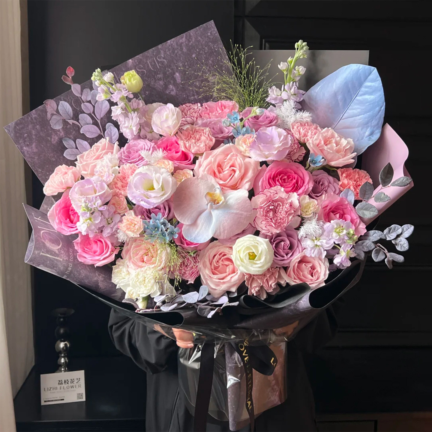 高级定制紫色玫瑰花束混搭鲜花速递同城生日上海北京全国配送女友