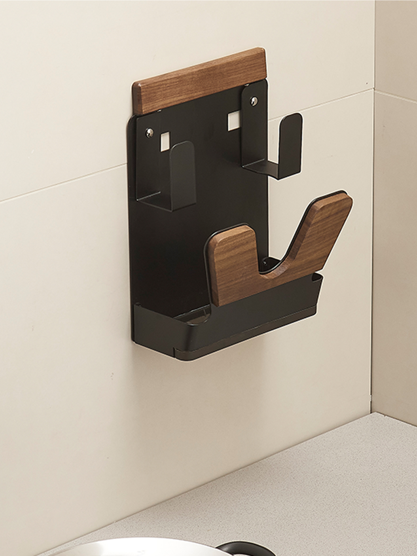 cmeo胡桃木锅盖架子壁挂式厨房置物架上墙收纳菜板放置器砧板架