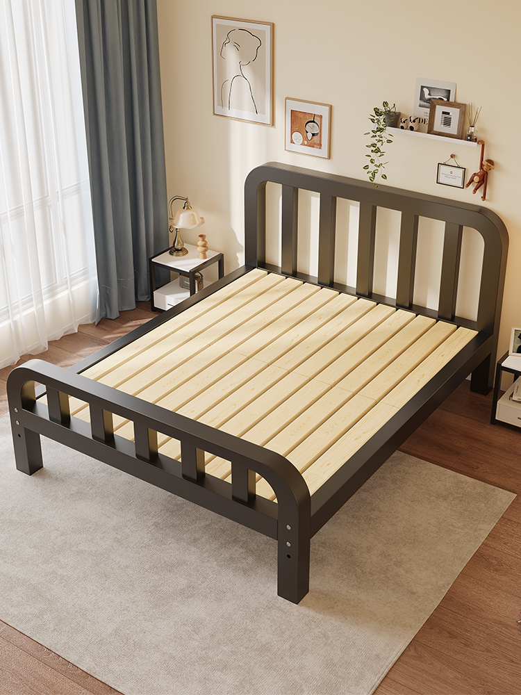 铁艺床双人床现代简约加厚加固单人铁床1米2出租房用1.5m实木床架
