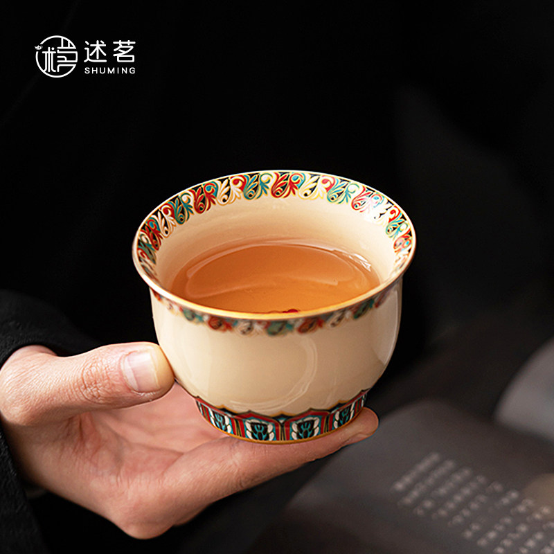 敦煌画茶杯主人杯草木灰单杯个人陶瓷品茗杯功夫茶具茶盏专用杯子,餐饮具,茶杯,淘宝优惠券,粉丝福利购,淘宝优惠卷