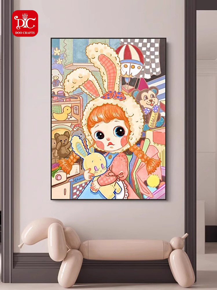 DC蒂彩钻石画满钻新款卡通可爱兔宝贝粘钻十字绣钻石绣手工贴钻画