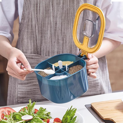 调料盒套装组合盐罐四合一体糖味精家用厨房大容量防潮调味料盒