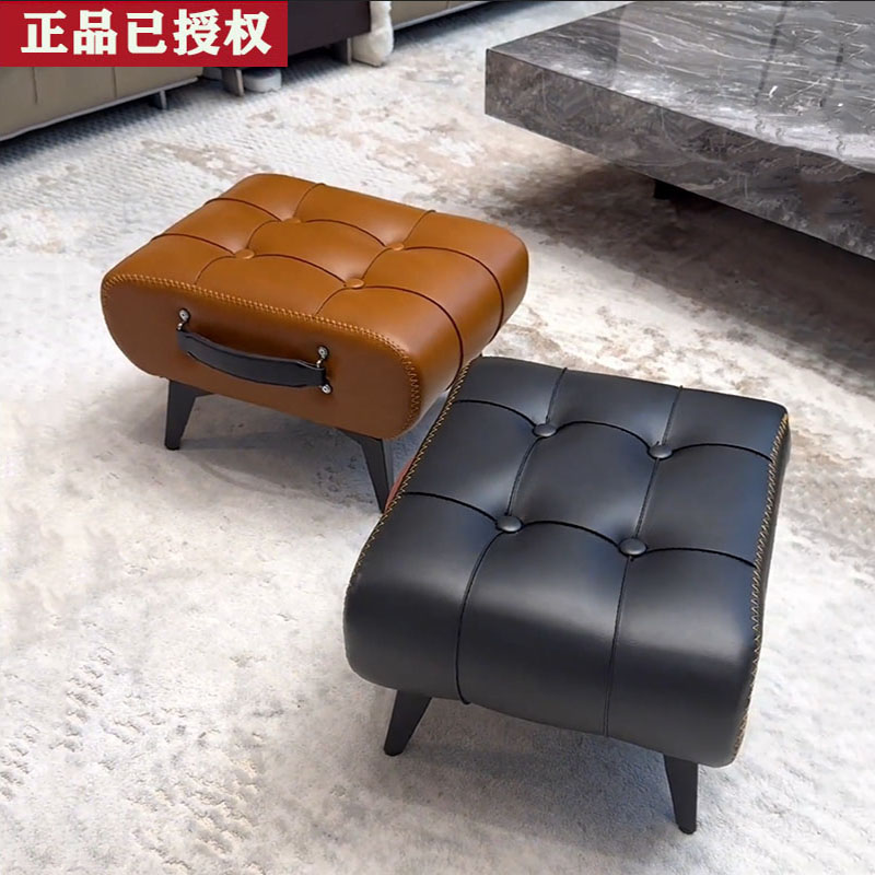 轻奢小凳子高级感换鞋凳家用矮凳客厅沙发脚踏凳入户门口皮凳坐墩