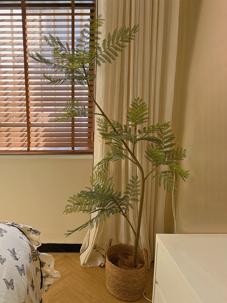 森空间仿真绿植软装蓝花楹室内客厅摆件奶油法式仿生假树落地盆栽